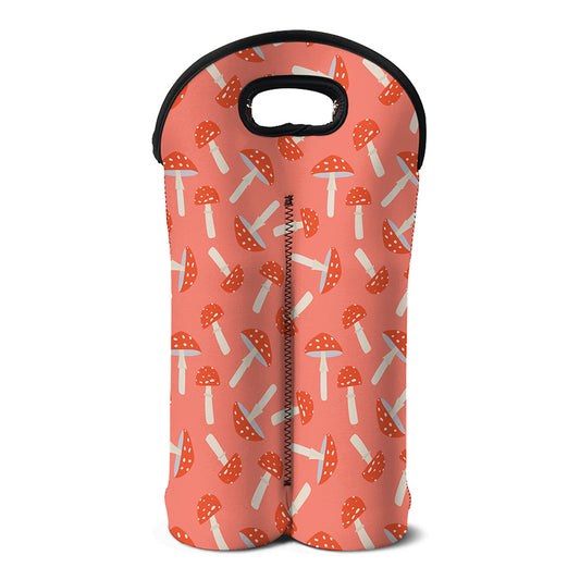 Cute Mushroom Pattern Print Double Neoprene Wine Tote