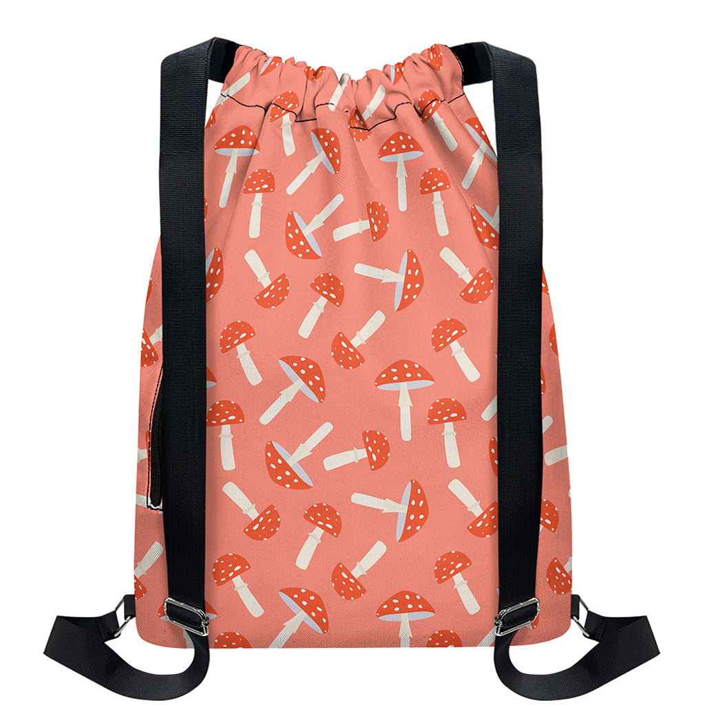 Cute Mushroom Pattern Print Drawstring Backpack