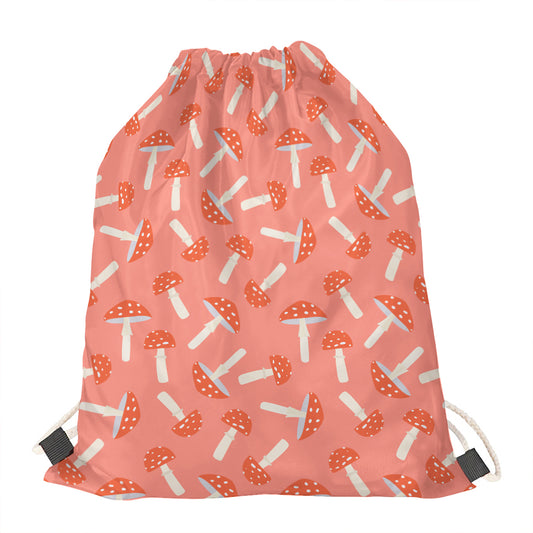 Cute Mushroom Pattern Print Drawstring Bag