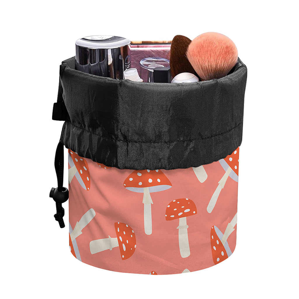Cute Mushroom Pattern Print Drawstring Makeup Bag