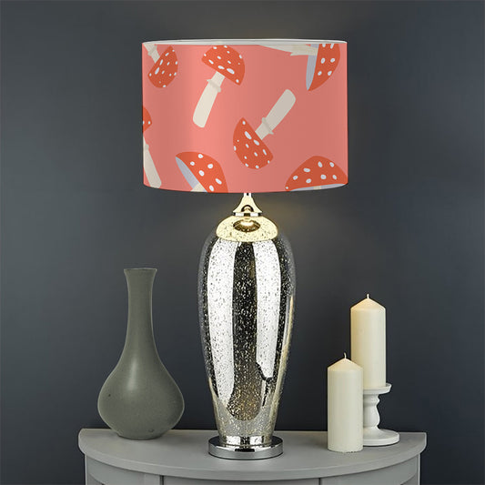 Cute Mushroom Pattern Print Drum Lamp Shade
