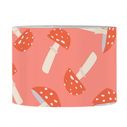 Cute Mushroom Pattern Print Drum Lamp Shade