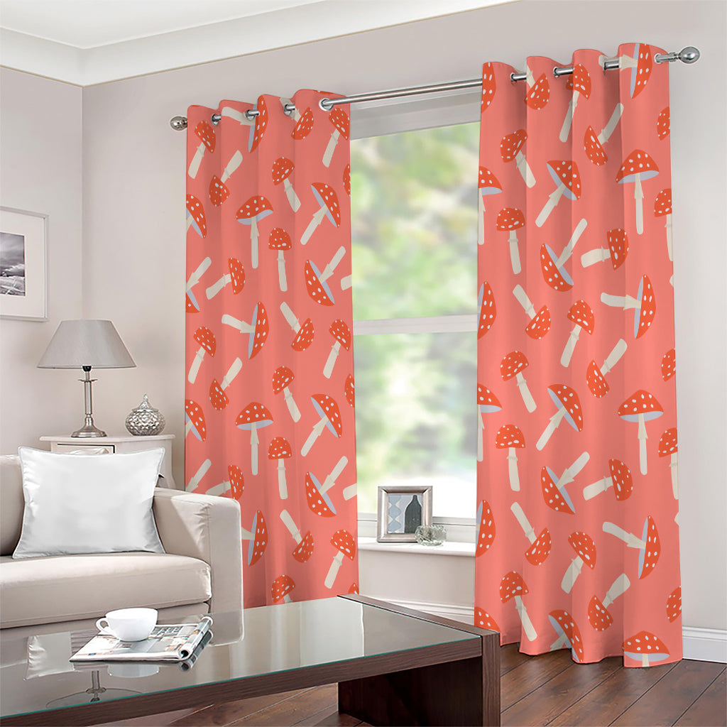 Cute Mushroom Pattern Print Extra Wide Grommet Curtains