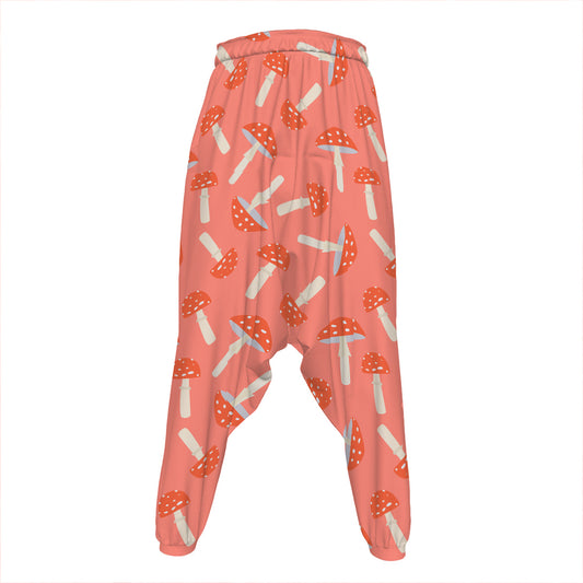 Cute Mushroom Pattern Print Hammer Pants