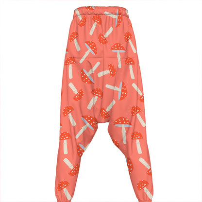 Cute Mushroom Pattern Print Hammer Pants