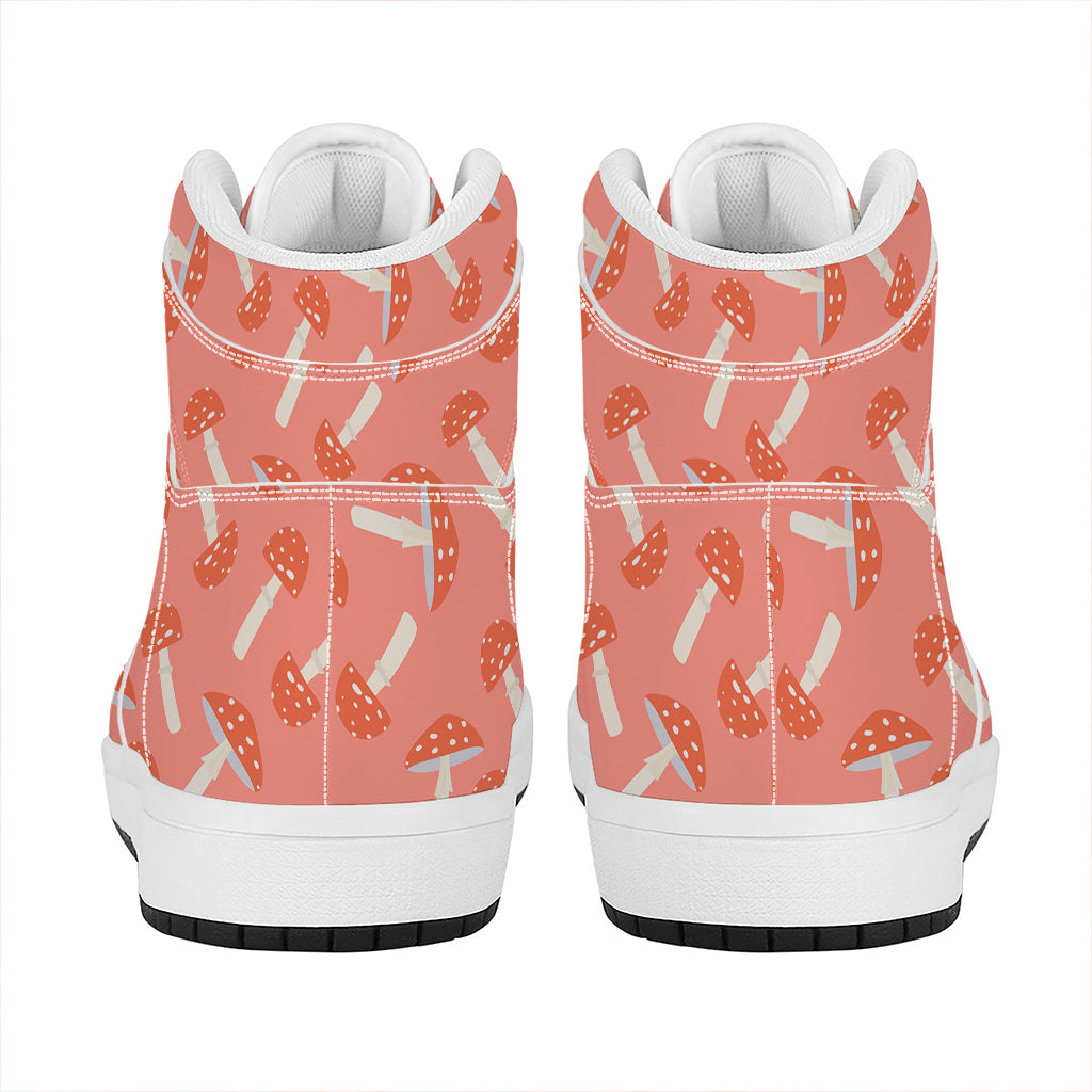 Cute Mushroom Pattern Print High Top Leather Sneakers