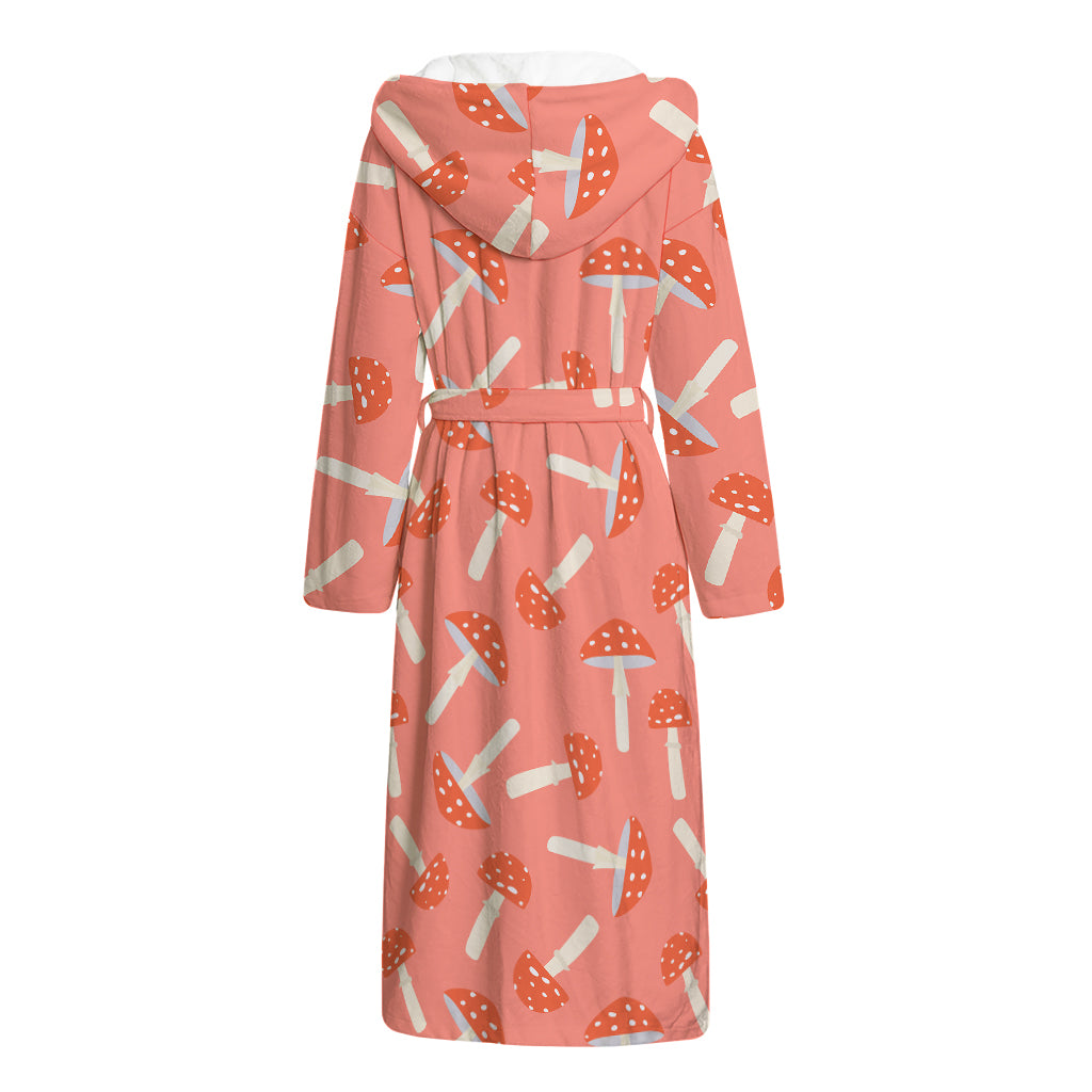 Cute Mushroom Pattern Print Hooded Bathrobe