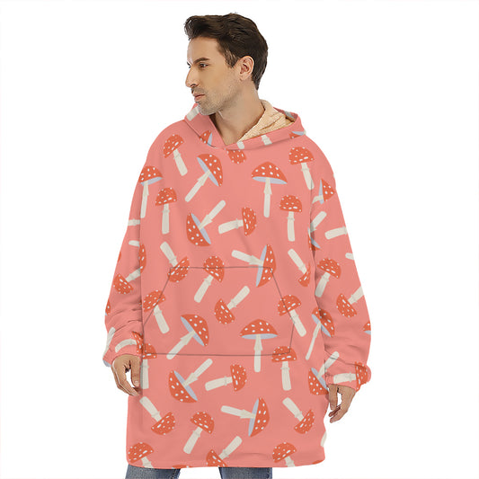 Cute Mushroom Pattern Print Hoodie Blanket
