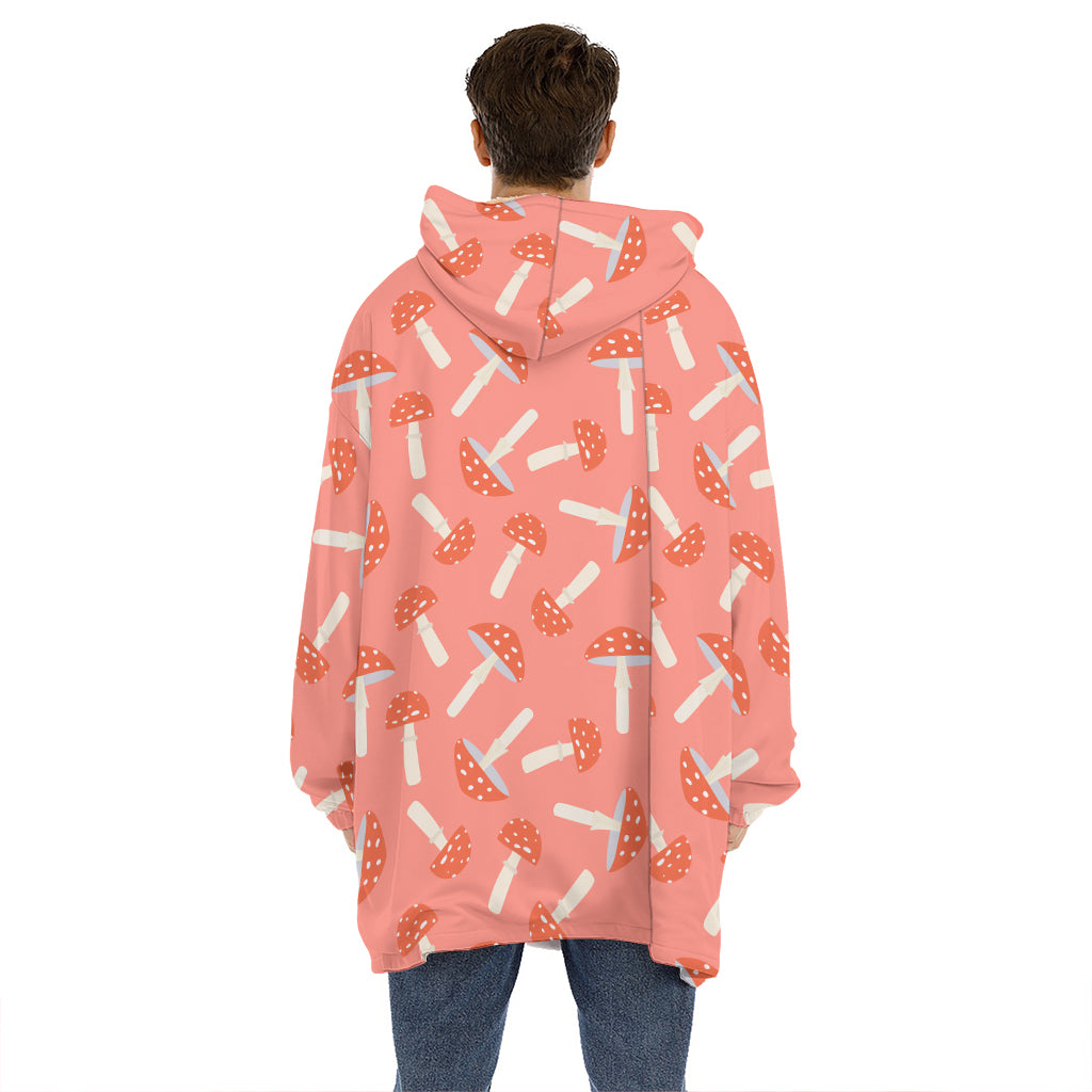 Cute Mushroom Pattern Print Hoodie Blanket