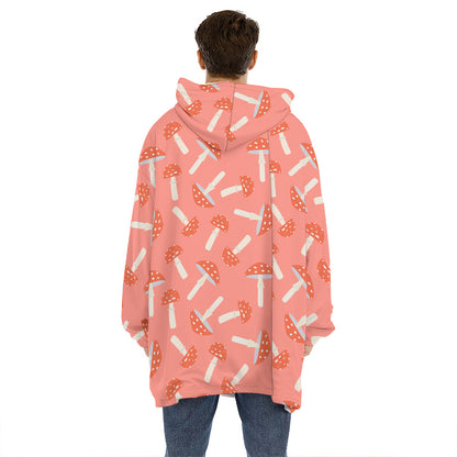 Cute Mushroom Pattern Print Hoodie Blanket