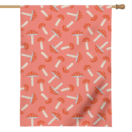 Cute Mushroom Pattern Print House Flag