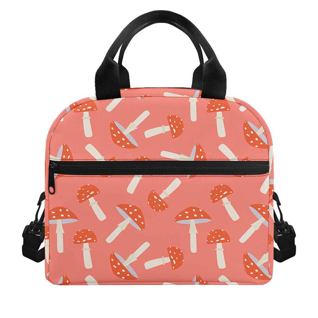 Cute Mushroom Pattern Print Insulated Lunch Bag
