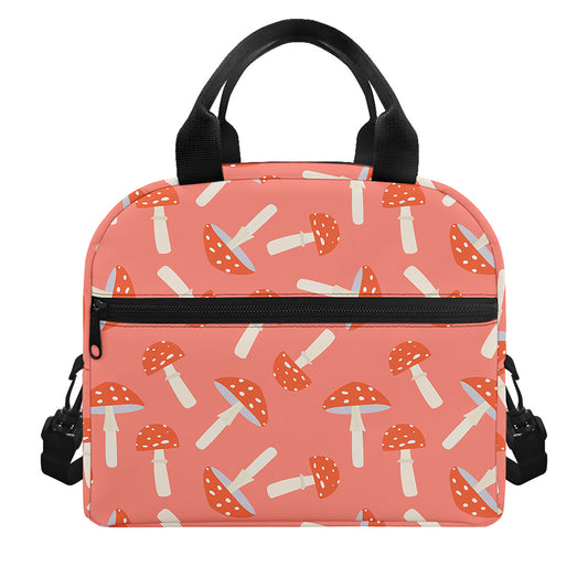 Cute Mushroom Pattern Print Insulated Lunch Bag