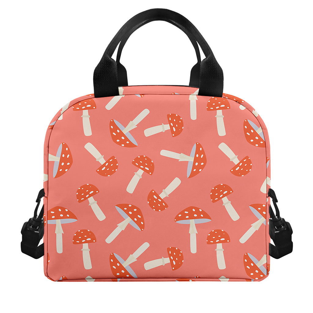Cute Mushroom Pattern Print Insulated Lunch Bag