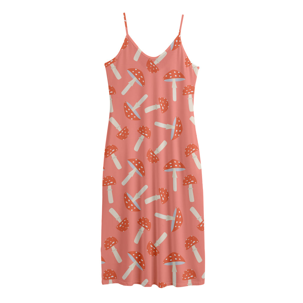 Cute Mushroom Pattern Print Jersey Midi Cami Dress