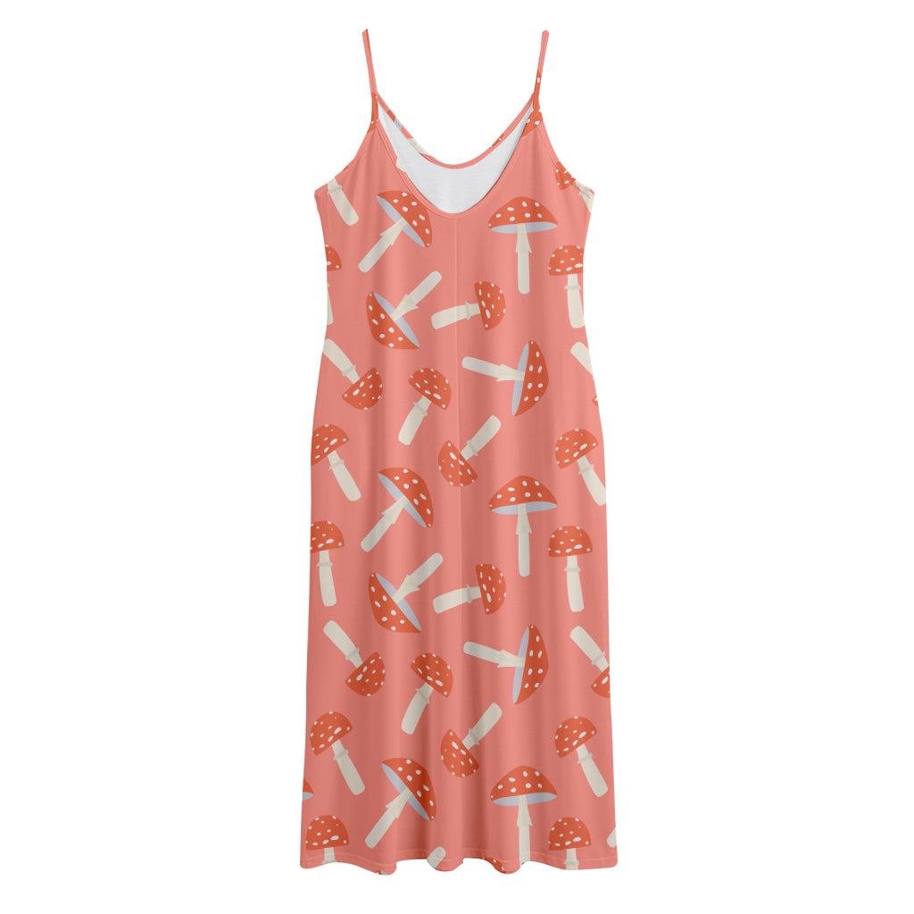 Cute Mushroom Pattern Print Jersey Midi Cami Dress