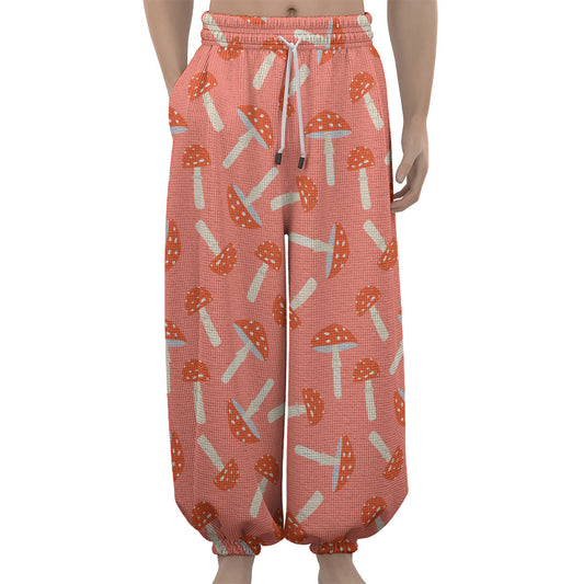 Cute Mushroom Pattern Print Lantern Pants