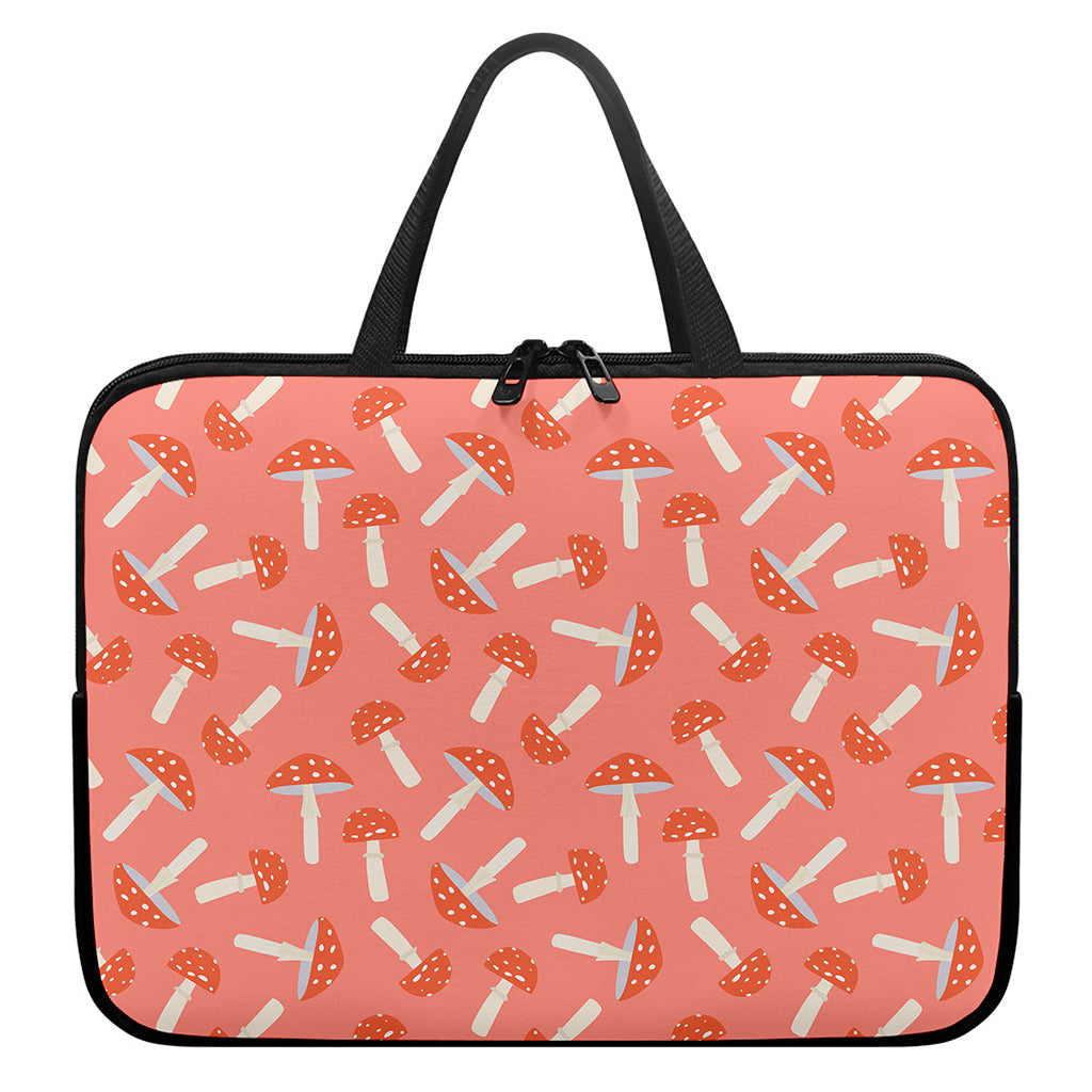 Cute Mushroom Pattern Print Laptop Sleeve With Handle