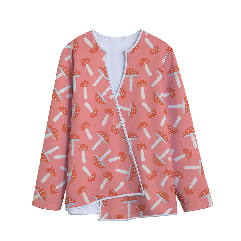 Cute Mushroom Pattern Print Long Sleeve Short Coat