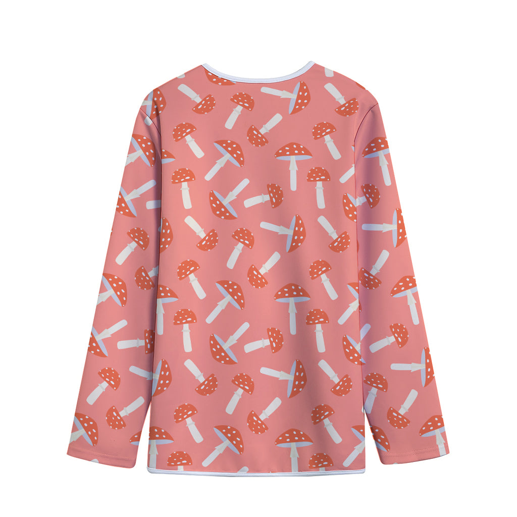 Cute Mushroom Pattern Print Long Sleeve Short Coat