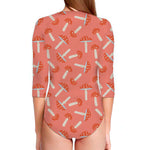 Cute Mushroom Pattern Print Long Sleeve Swimsuit