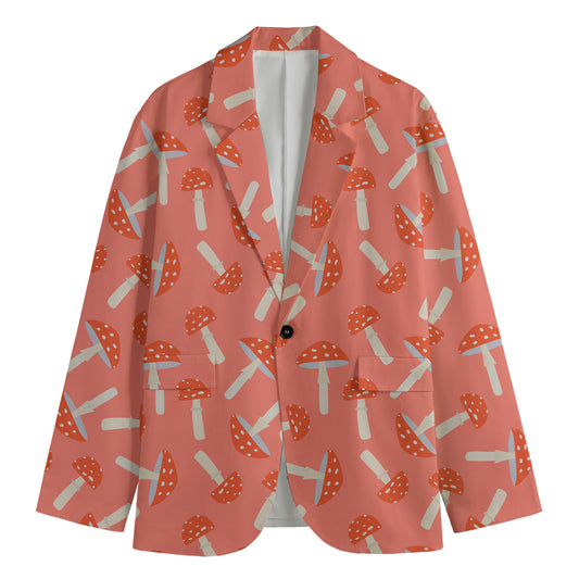 Cute Mushroom Pattern Print Men's Blazer