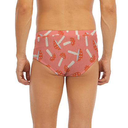 Cute Mushroom Pattern Print Men's Briefs