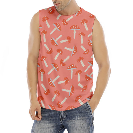 Cute Mushroom Pattern Print Men's Fitness Tank Top