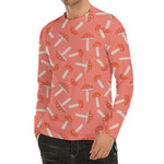 Cute Mushroom Pattern Print Men's Long Sleeve Rash Guard