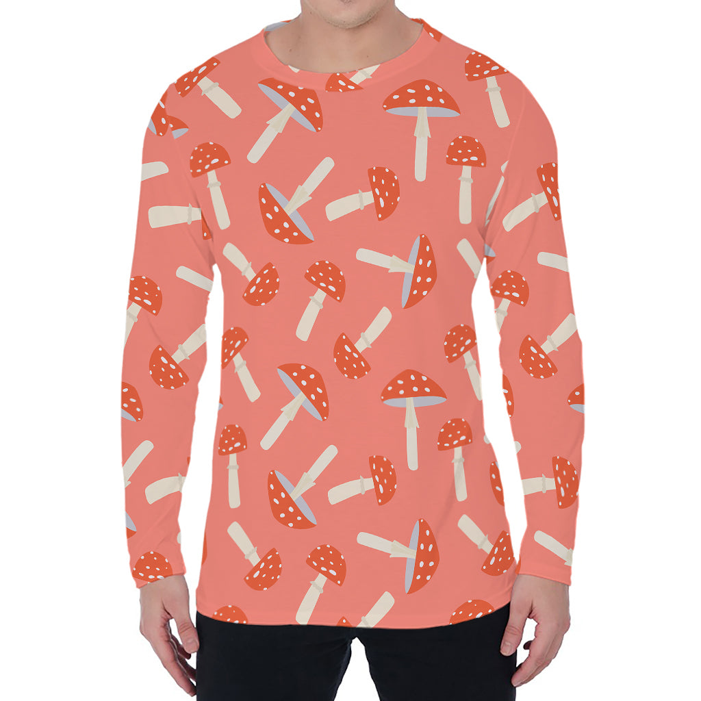 Cute Mushroom Pattern Print Men's Long Sleeve T-Shirt