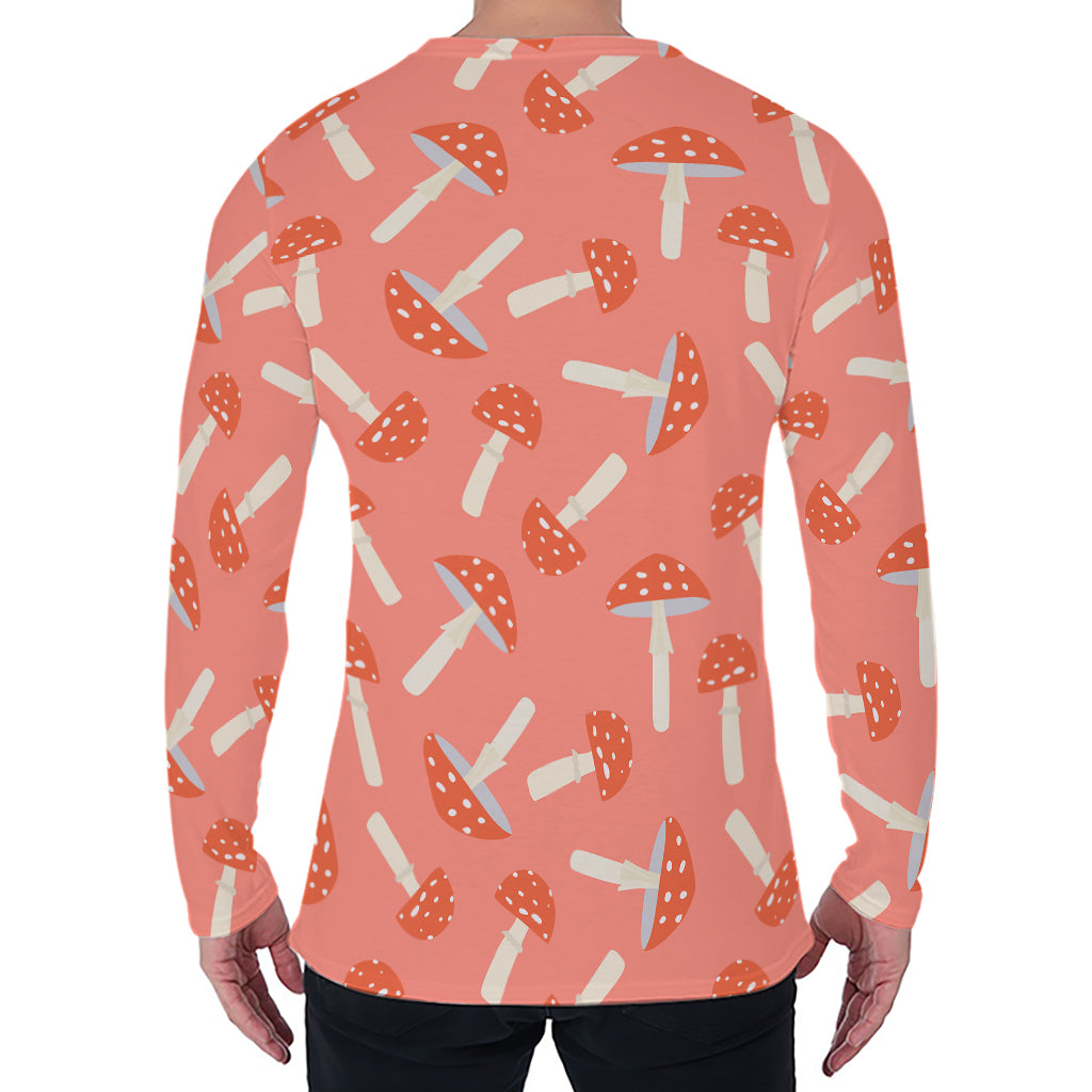 Cute Mushroom Pattern Print Men's Long Sleeve T-Shirt