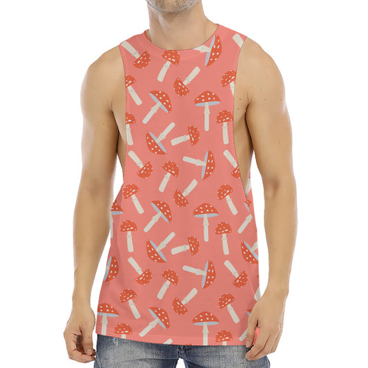 Cute Mushroom Pattern Print Men's Muscle Tank Top