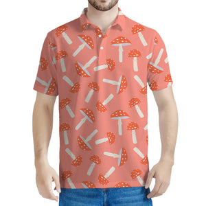 Cute Mushroom Pattern Print Men's Polo Shirt