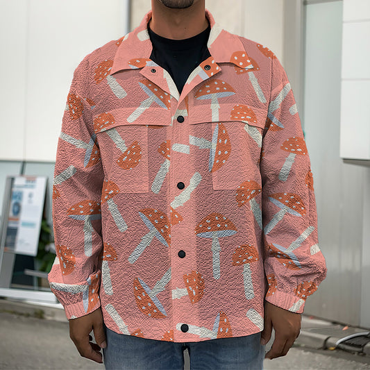 Cute Mushroom Pattern Print Men's Shirt Jacket