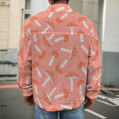 Cute Mushroom Pattern Print Men's Shirt Jacket
