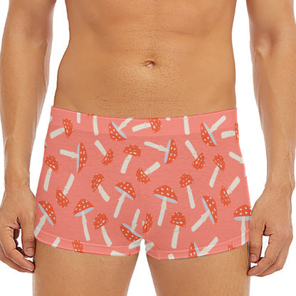 Cute Mushroom Pattern Print Men's Short Boxer Briefs