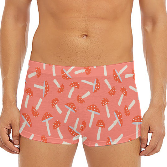 Cute Mushroom Pattern Print Men's Short Boxer Briefs