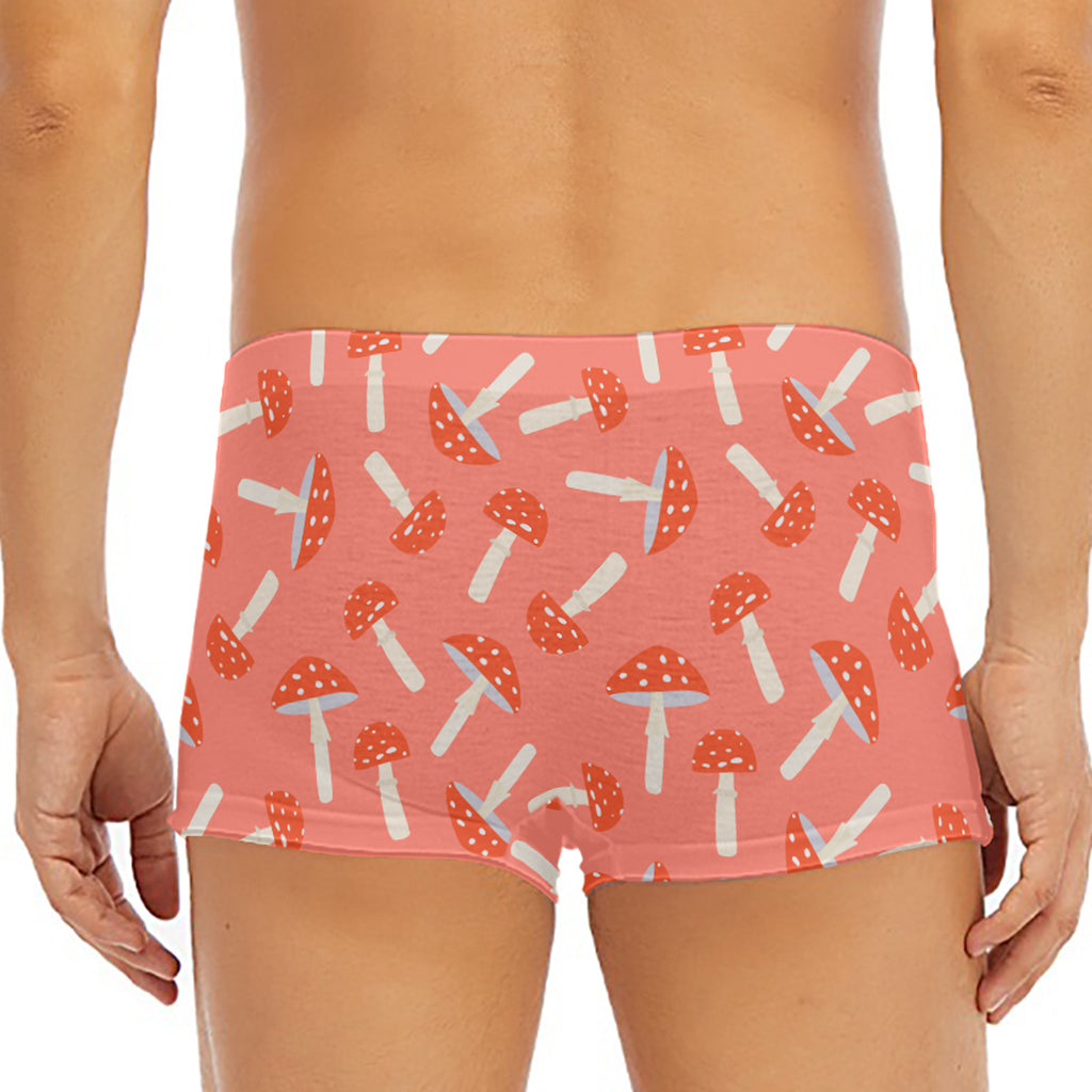 Cute Mushroom Pattern Print Men's Short Boxer Briefs