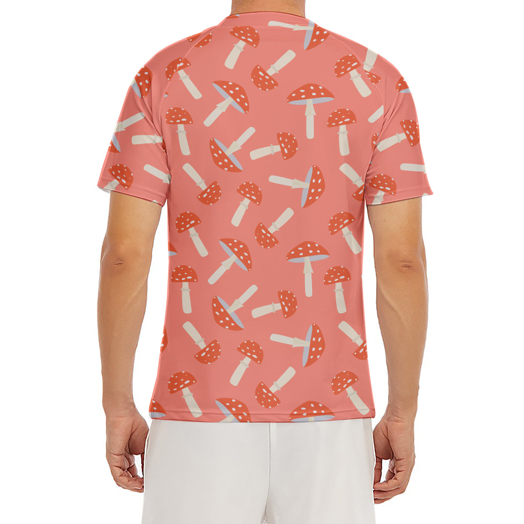 Cute Mushroom Pattern Print Men's Short Sleeve Rash Guard