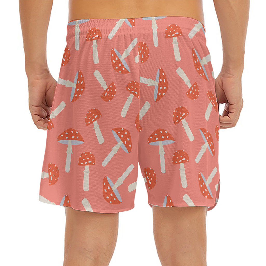 Cute Mushroom Pattern Print Men's Split Running Shorts