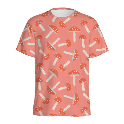 Cute Mushroom Pattern Print Men's Sports T-Shirt
