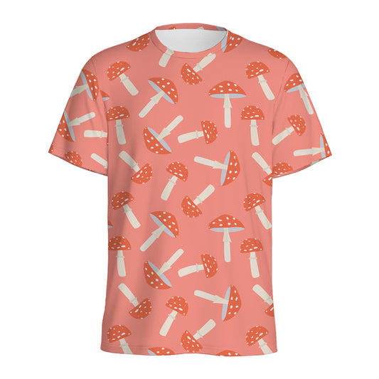 Cute Mushroom Pattern Print Men's Sports T-Shirt