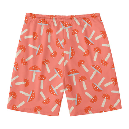 Cute Mushroom Pattern Print Men's Swim Trunks
