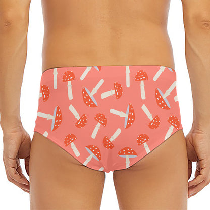 Cute Mushroom Pattern Print Men's Triangle Swim Briefs