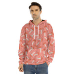 Cute Mushroom Pattern Print Men's Velvet Pullover Hoodie