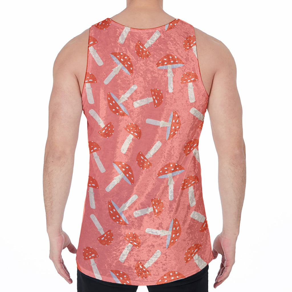 Cute Mushroom Pattern Print Men's Velvet Tank Top