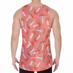 Cute Mushroom Pattern Print Men's Velvet Tank Top