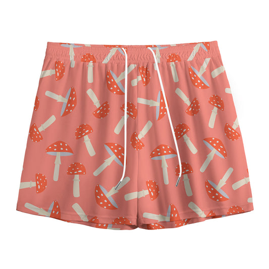 Cute Mushroom Pattern Print Mesh Shorts