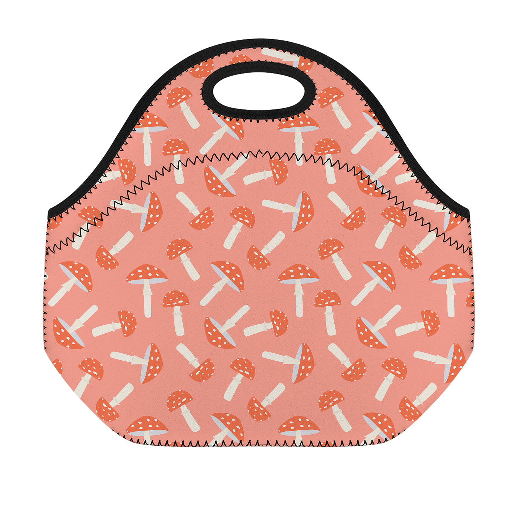 Cute Mushroom Pattern Print Neoprene Lunch Bag