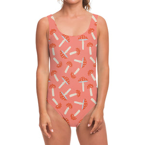 Cute Mushroom Pattern Print One Piece Swimsuit